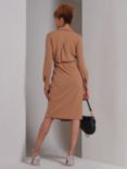 Jolie Moi Reveka Wrap Knee Length Shirt Dress, Camel