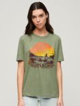Superdry Travel Souvenir Relaxed T-Shirt, Thyme Green Marl