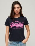 Superdry Neon Graphic Fitted T-Shirt, Eclipse Navy