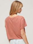 Superdry Slouchy Cropped T-Shirt, Desert Sand Pink