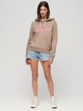 Superdry Metallic Vintage Graphic Logo Hoodie, Deep Beige Slub