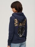 Superdry Embellished Archived Zip Hoodie, Rich Navy