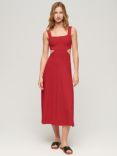Superdry Jersey Cutout Midi Dress, Tango Red