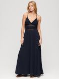 Superdry Jersey Lace Maxi Dress, Eclipse Navy