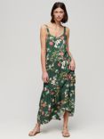 Superdry Floral Tiered Maxi Dress, Blossom Birds Green