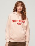 Superdry Sports Luxe Loose Fit Hoodie, Mauve Morn Pink