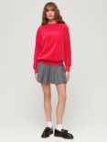 Superdry Velour Graphic Boxy Crew Sweatshirt, Highland Berry Pink