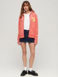 Superdry Super Athletic Graphic Zip Hoodie, Coral Red Marl