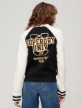 Superdry College Graphic Jersey Bomber Jacket, Black/Off White