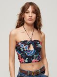 Superdry Floral Crop Cut Out Woven Top, Vera Multi