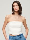 Superdry Smocked Bandeau Top, Off White