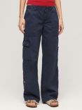Superdry Low Rise Embroidered Cargo Trousers, Navy