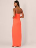 Adrianna Papell Liquid Satin Bustier Maxi Dress, Neon Tangerine