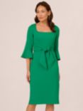 Adrianna Papell Bell Sleeve Tie Front Midi Dress, Vivid Green