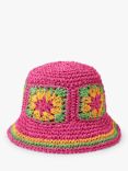 Angels by Accessorize Kids' Packable Floral Crochet Bucket Hat, Pink/Multi
