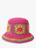 Angels by Accessorize Kids' Packable Floral Crochet Bucket Hat, Pink/Multi
