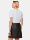 Whistles A-Line Leather Mini Skirt, Black