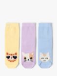 Lindex Baby Anti-Slip Cat Print Socks, Pack of 3, Multi