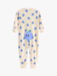 Lindex Baby Organic Cotton Blueberry Print Sleepsuit, Light Beige