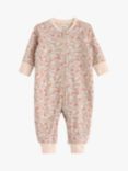 Lindex Baby Organic Cotton Floral Print Pyjamas, Light Pink/Multi