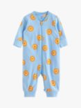 Lindex Baby Organic Cotton Lion Print Sleepsuit, Light Blue