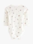Lindex Baby Organic Cotton Blend Floral Print Wrap Bodysuit, Light Dusty White