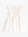 Lindex Baby Organic Cotton Broderie Anglais Embroiderd Frill Dress, Light Dusty White