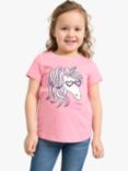 Lindex Kids' Unicorn Short Sleeve Top, Pink