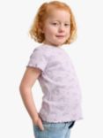 Lindex Kids' Organic Cotton Floral Print Pointelle Short Sleeve Top