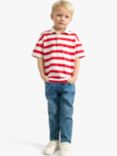 Lindex Kids' Short Sleeve Collar Top, Red/White