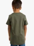 Lindex Kids' Short Sleeve Dinosaur T-Shirt, Dark Dusty Khaki