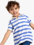 Lindex Kids' Short Sleeve Striped Polo Shirt, Dark Blue/White