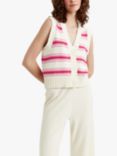 Chinti & Parker Crochet Vest Cardigan, Pink/Cream