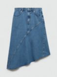 Mango Asher Asymmetrical Denim Skirt, Open Blue