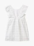Benetton Kids' Linen Blend Check Print Dress, Cream/Multi