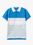 Benetton Colour Block Short Sleeve T-Shirt, Sky Blue