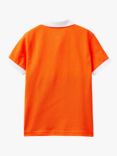 Benetton Kids' Logo Colour Block Polo Shirt, Orange