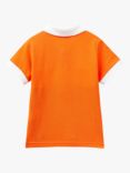 Benetton Kids' Logo Colour Block Polo Shirt, Coral