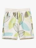Benetton Kids' Fleece Leaf Print Bermuda Shorts, Multi