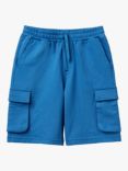 Benetton Kids' Fleece Drawstring Pocket Bermuda Shorts, Bluette