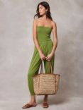 Mint Velvet Jersey Bandeau Jumpsuit, Green