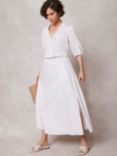 Mint Velvet Pinstripe Maxi Skirt, White Ivory