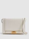 Reiss Kora Soft Leather Cross Body Bag, Off White