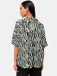 Whistles Checkerboard Tiger Print Popover Shirt, Green/Multi