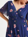 Scarlett & Jo Victoria Flower Midi Dress, Navy/Pink