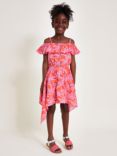 Monsoon Kids' Palm Tree Print Hanky Hem Skirt & Top Set, Red