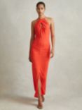 Reiss Kia Bodycon Halterneck Maxi Dress, Orange