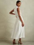 Reiss Petite Heidi Linen Blend Sleeveless Midi Shirt Dress, White