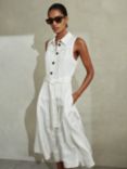 Reiss Petite Heidi Linen Blend Sleeveless Midi Shirt Dress, White