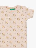 Little Green Radicals Baby's Flower Button T-Shirt, Cream